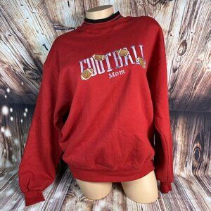 Vintage 90s Sz Large Embroidered FOOTBALL MOM Grandma Sweatshirt Top Made in USA
